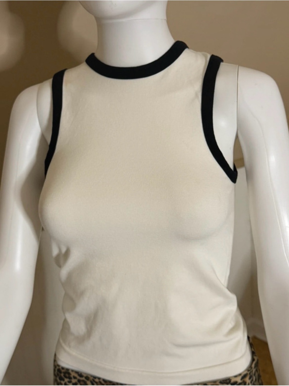 Sincerly Jules Cream Tank with Black Contrast Trim
